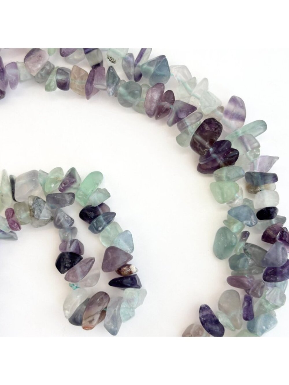 Multi Colored Purple & Green Flourite Chip Beaded Chip Vintage Necklace - 36" - Picture 8 of 13